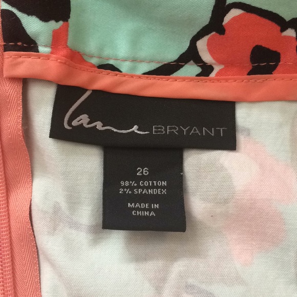 Lane Bryant Floral Pencil Skrt Olive Green &Orange - Picture 4 of 5